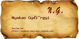 Nyakas Györgyi névjegykártya